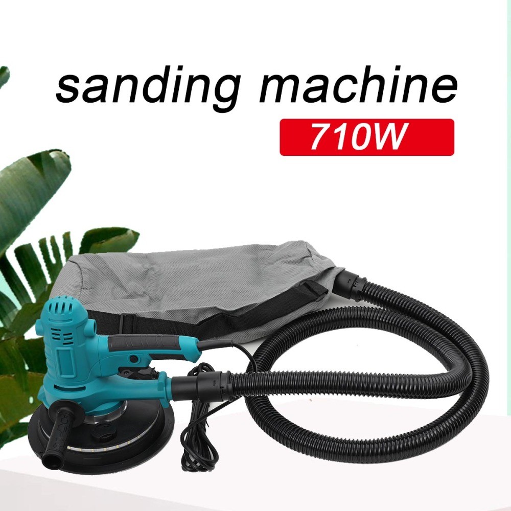 110V Electric Drywall Sander 7in LED Light Dust Collection w/ 6 Sandpapers