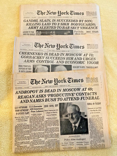 Vintage New York Times Historic Newspaper Lot Chernenko Andropov Gandhi Deaths