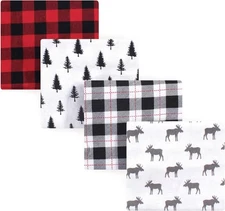 Hudson Baby Moose Flannel Receiving Blanket Set 30x30 Soft Cotton 1 Size