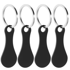 4 Pcs Shopping Cart Token Stainless Steel with Key Ring Metal Coin