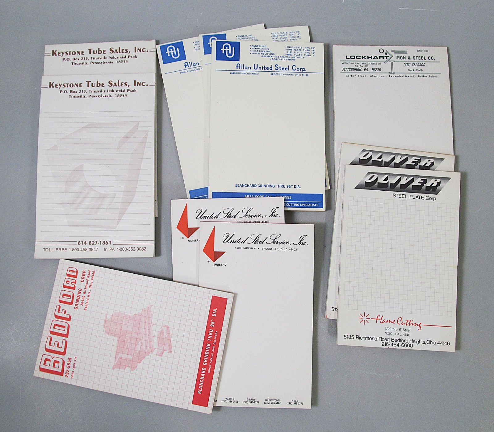 Vintage Steel Co Memo Notepad Paper Keystone Tube Allen United Lockhart Oliver