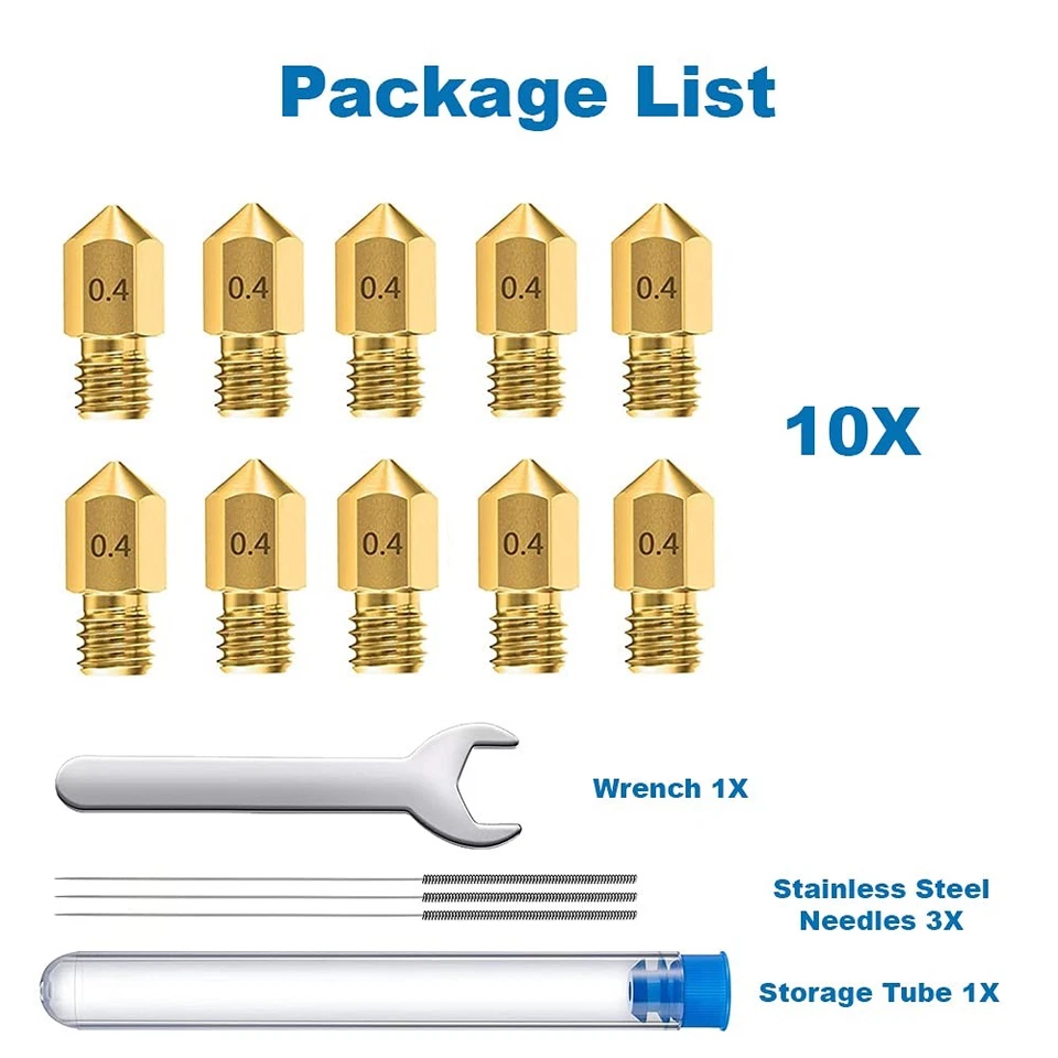 10 Extruder für 3D-Druckerdüsen 0.4 mm Messing MK8 für Creality Baureihe Ender - Bild 3 von 4