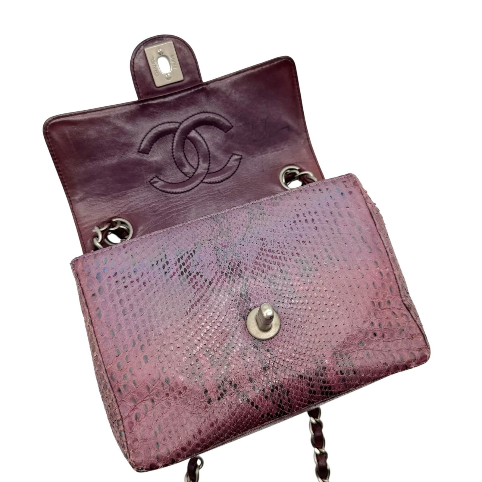 Chanel Purple Python Small Square Flap Bag - image 4