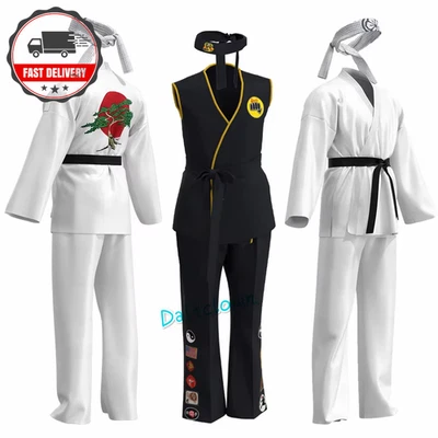 The Karate Kid Daniel LaRusso Cosplay Costume Karate Kid Adult Uniform Outfit UK