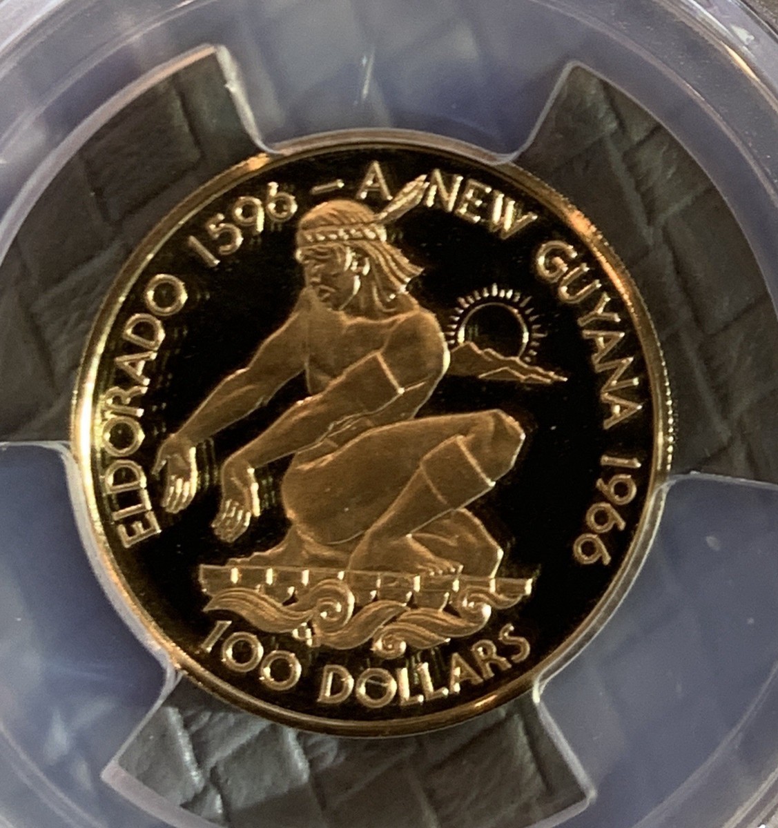 1976-FM GUYANA INDEPENDENCE GOLD PROOF CAMEO COIN $100 PCGS PF67