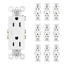 Radiant 15 Amp 125-Volt Decorator Duplex Outlet, White (10-Pack)