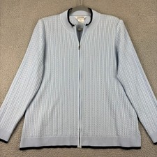 Misook Cardigan XL Santana Knit Blazer Minimalist Lightweight Office Career Blue