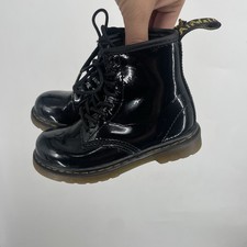 Dr. Martens 1460 T Patent Leather Lace-up Boot In Black Baby Size US 9 Toddler