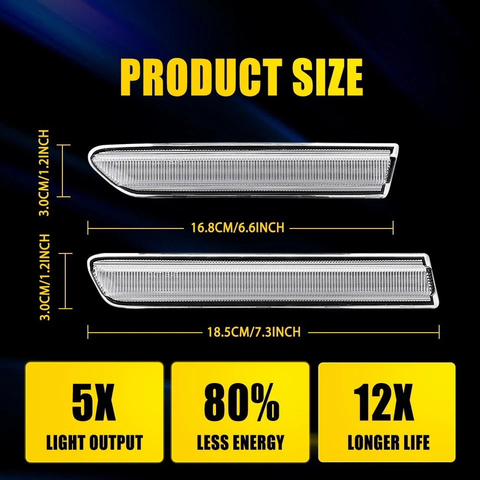 Clear LED Front+Rear Side Marker Lights Lamps For 2004-2008 Acura TL 1-10Set - Image 4 of 4