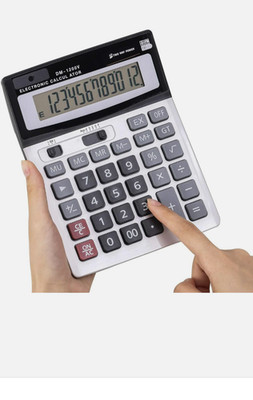 12-Digit Desktop Calculator Standard Function Dual Power Calculator Solar and AA