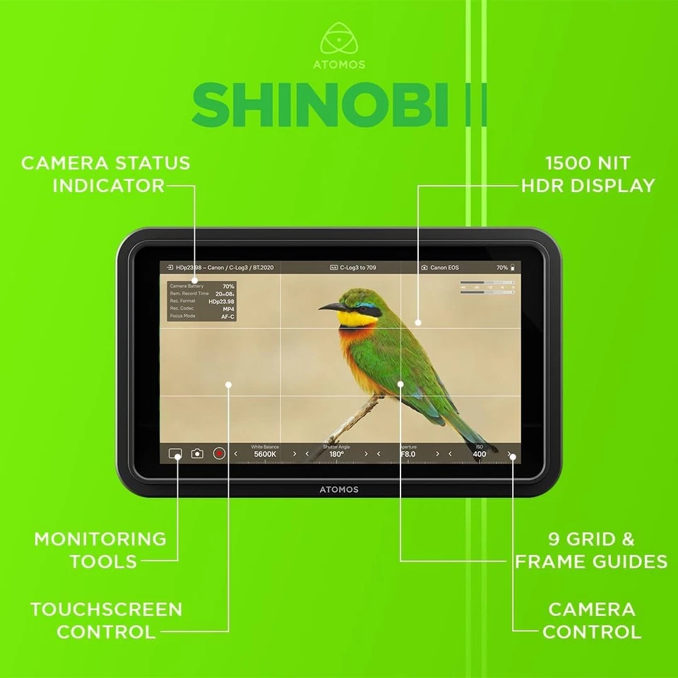 Atomos Shinobi II Lightweight HDMI 4K Camera Monitor w/ HDR Touchscreen - Black- - Image 4 of 4