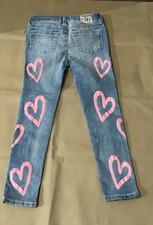 True Religion Girls Halle High Rise Super Skinny Jeans Pink Heart Pants Size 7