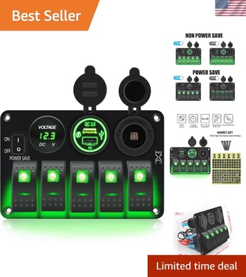Durable 5 Gang Waterproof Switch Panel with Power Save and Quick Charging Ports