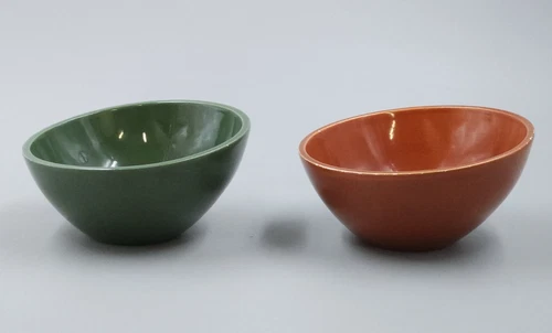 Two Vintage Red Wing Eva Zeisel Orange and Green Town and Country Bowls