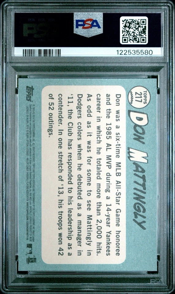 2014 Topps Heritage Don Mattingly #217 PSA 10 - Image 2 of 2