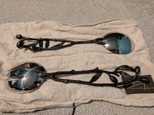 Michael Aram - Hammered Stainless Steel Bronze Olive Branch Brass Salad Servers