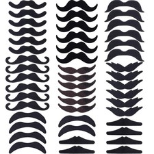 HESTYA 48 Pcs Fake Mustaches Bulk Self Adhesive Novelty suitable sizes, Black