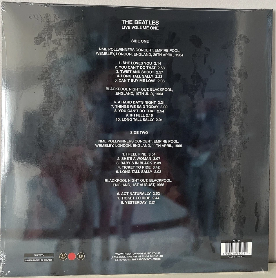 The Beatles Live Volume 1 On Red Coloured Vinyl LP - Image 3 of 3