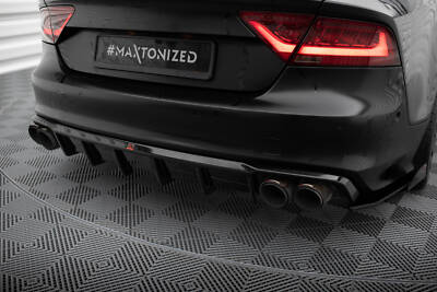 Diffusor Heck Ansatz für Audi A7 S7 C7 S-Line Heckansatz Duplex schwarz glanz 