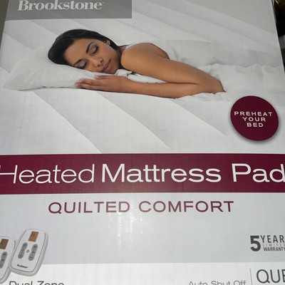 Brookstone QUEEN Heated Mattress Pad Quilted Comfort in WHITE w/dual  controllers | eBay