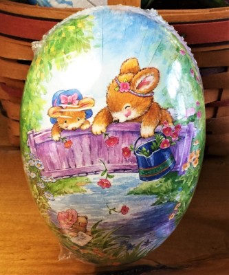 THREE BUNNY SISTERS (7x5'') EASTER EGG Handmade in Germany-Factory Sealed-Mint!