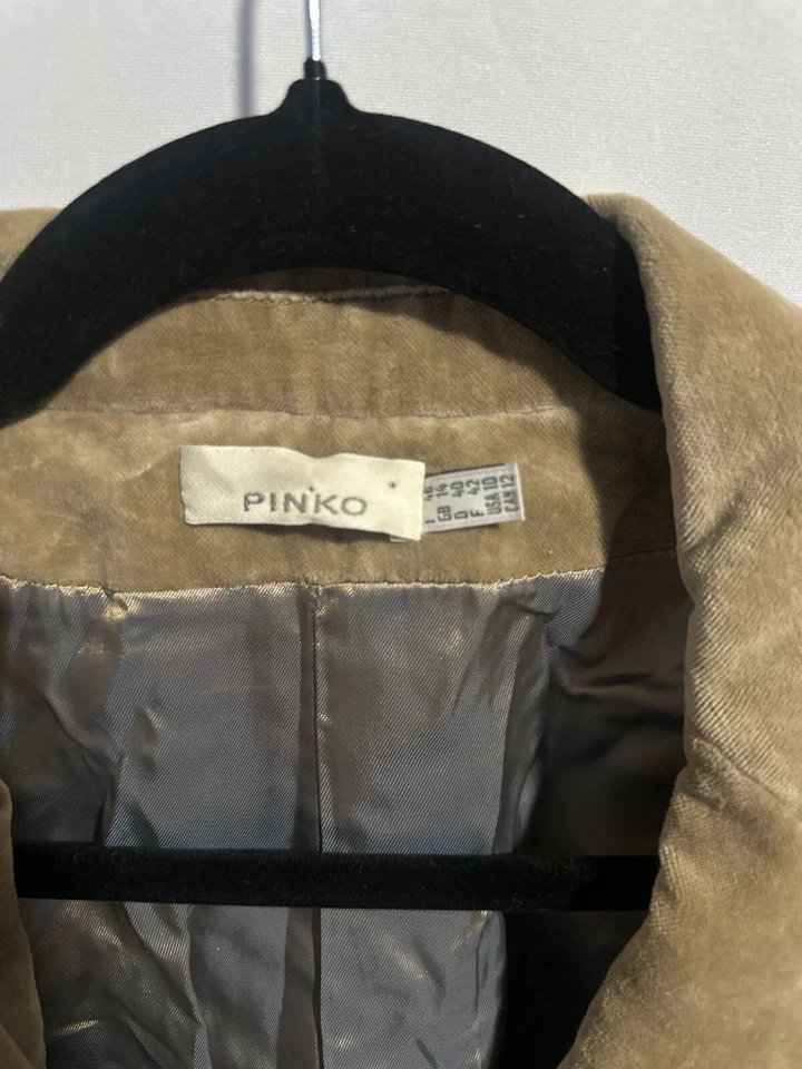 Новый Pinko бежевый коричневый бархат Blazer куртка - размер 10 - Изображение 3 из 4