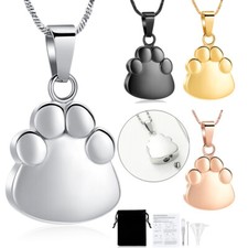 Paw Print Urn Necklace for Ashes Cremation Necklace for Pet Ashes Ash Necklaces
