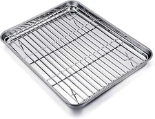 Baking Tray and Rack Set, Stainless Steel Baking Pan Rack 12.5 x 10 x 1 inch
