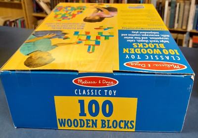 Melissa & Doug Wooden Building Set - 100 Blocks in 4 Colors and 9 Shapes