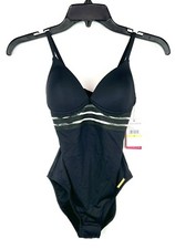 Vince Camuto Women  s Black V Neck One Piece Swimsuit Size 4