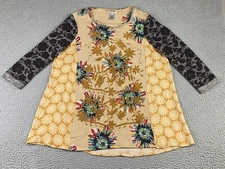 JOHN MARK Tunic Floral Embroidered Mixed Media Art-to-Wear Boho Size Medium M