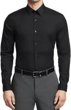 Calvin Klein Long sleeve Men's Dress Shirt, Black, Large 16 34/35