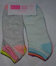 NEW The Childrens Place Girls - 6 PACK - L 3-6 - Ankle Socks- NWT