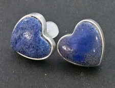 DTR JAY KING: MINE FINDS 925 STERLING SILVER; BLUE LAPIS HEART PIERCED EARRINGS 