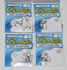 4 packs gamakatsu octopus hook size 6  10 per pack # 02407  hooks