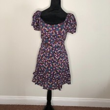 Band Of The Free Womens Dress S Purple Floral A-line Smocked Mini NWT