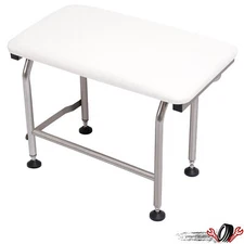 Stainless Wall Mount Padded Folding Shower Seat Safety Bench 600lbs Capacity