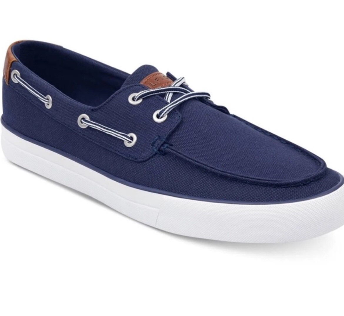 Tommy Hilfiger Men's Navy Canvas Slip-On Boat Shoes Size 9 Preppy Style