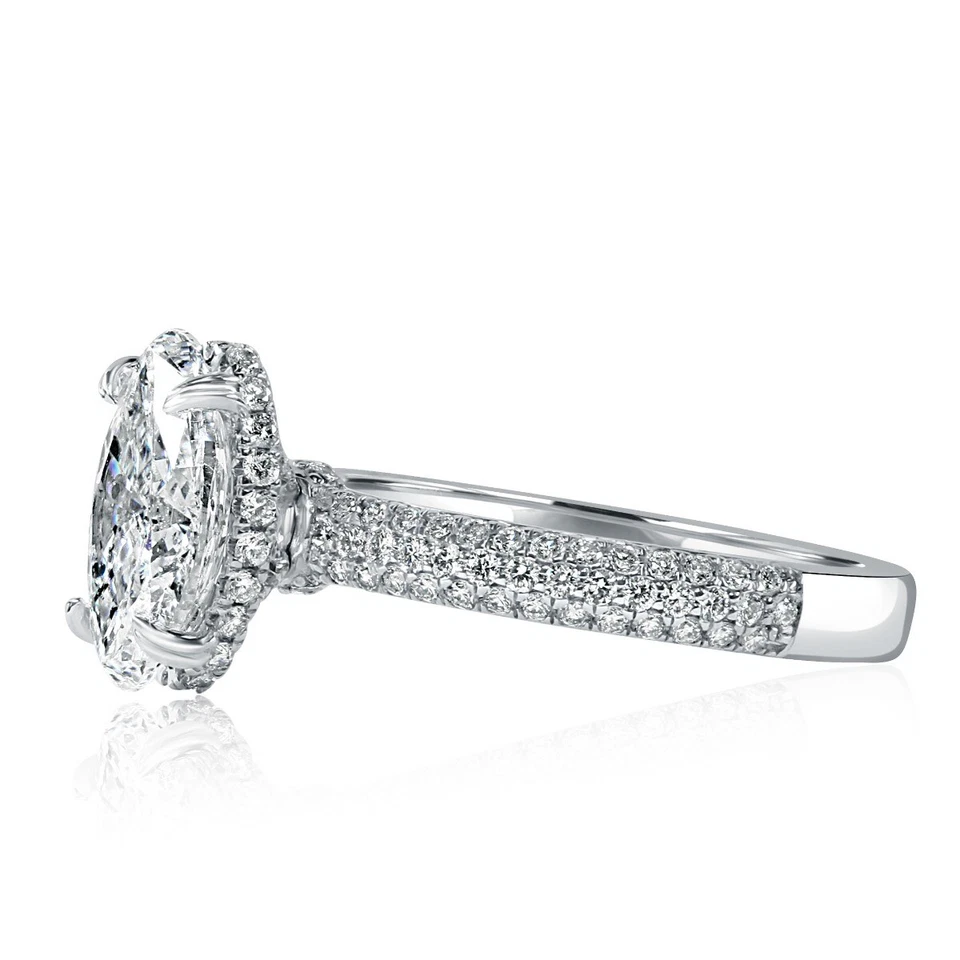 Сертифицированное ГИА овальное помолвочное кольцо с одним бриллиантом 2,63 TCW белое золото 18 карат - Изображение 2 из 4