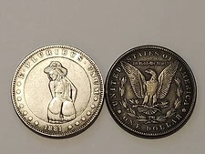 Hobo Nickel Style Nude Girl Morgan Dollar 1881 - Heads Tails