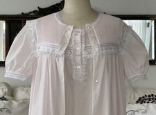 VTG Barbizon Pink Peignoir Nightgown  Robe Set Pintucks Lace Cottage Sissy Med