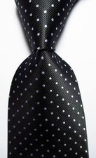 Men's Jacquard Silk Tie Black and White Polka Dots Design