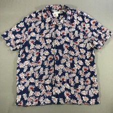 Sun  Stone Mens Button Down Shirt Multicolor Abstract Short Sleeve L