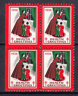 US 1938 CHRISTMAS SEALS BLOCK SCOTT #  WX93 MNH MINT OG NH H1616   A