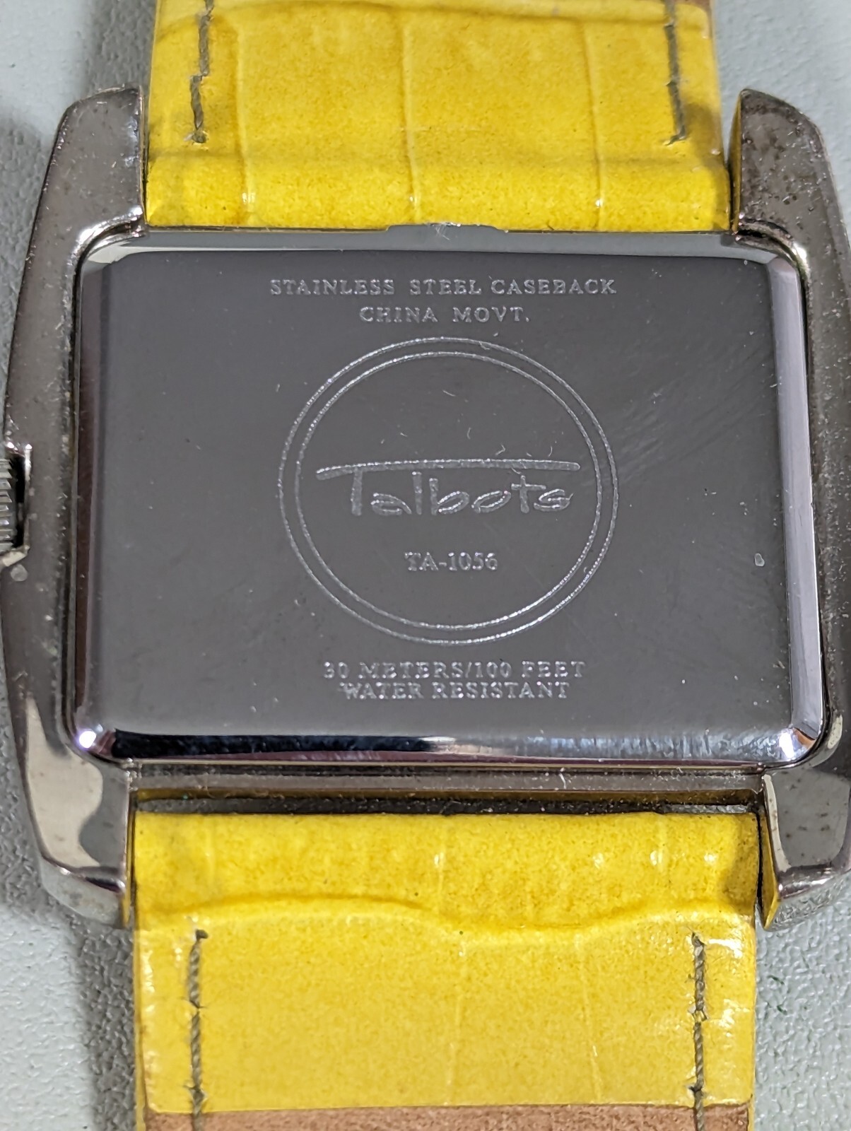 Talbots Silver Tone Dial Rectangle Case Yellow Le… - image 9