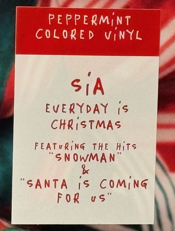 LP SIA Everyday is Christmas (PEPPERMINT COLORED VINYL, 2024) NEW MINT SEALED - Image 3 of 3