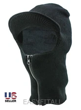 Men Winter Hat Knit Visor Billed Beanie Brim Cap Balaclava Ski Mask Neck Warm