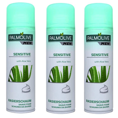 3x 300ml Palmolive Men Sensitive cremiger Rasierschaum Aloe Vera schützt Haut