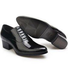 British Mens Leather Pointed Toe Wedding Cuban Heel Formal Dress Shoes Oxfords