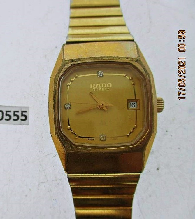 VINTAGE RADO CUSHION HOODED GOLD SLIM QUARTZ LADIES EU SHIP SERVICED WATCH E555